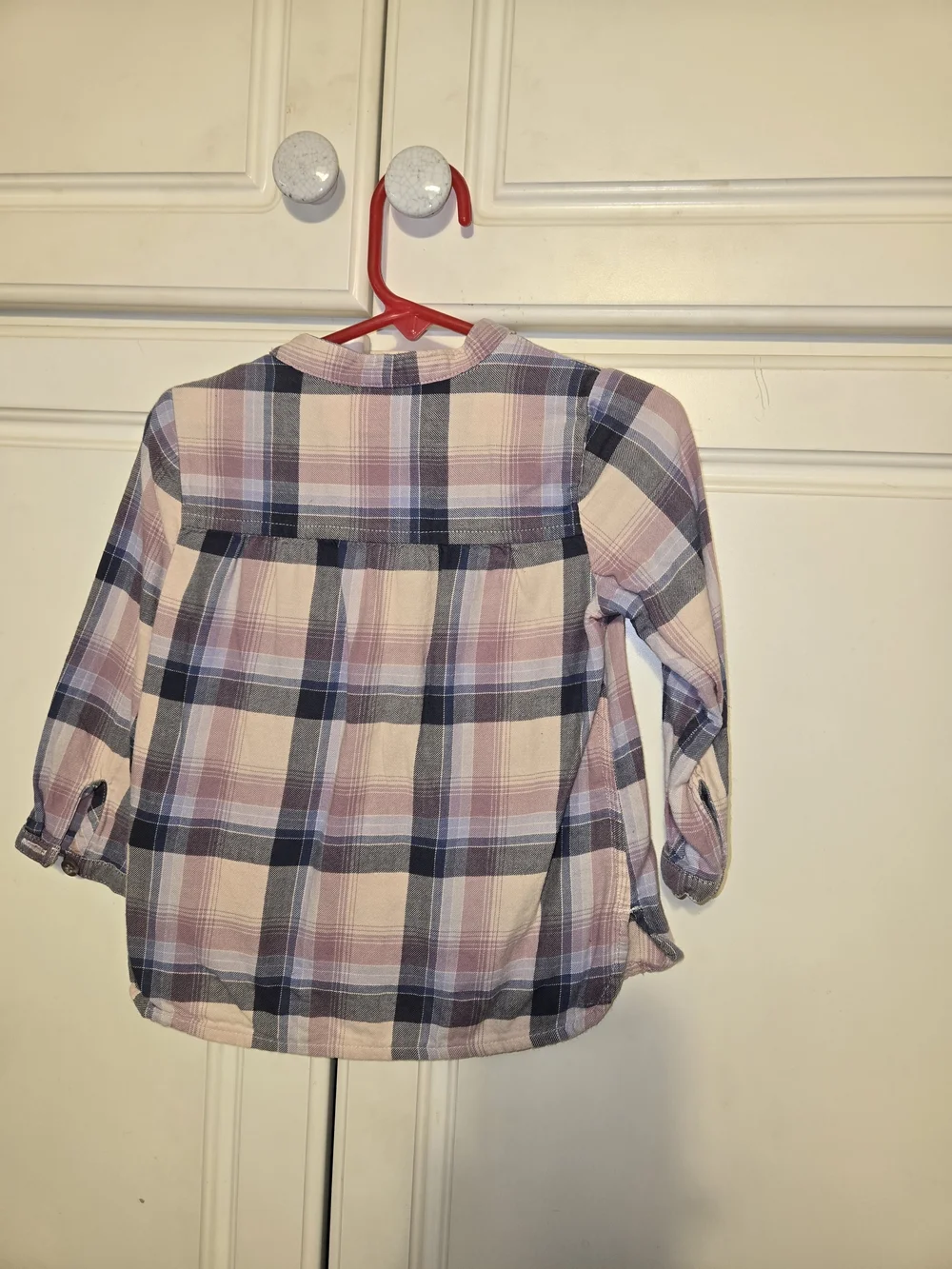 Old Navy Girls' Plaid Button-Down Shirt - Pink, Blue & Gray